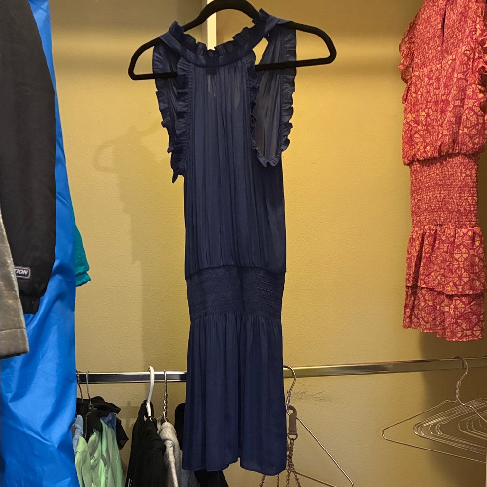 Elegant Midnight Blue Backless Dress
